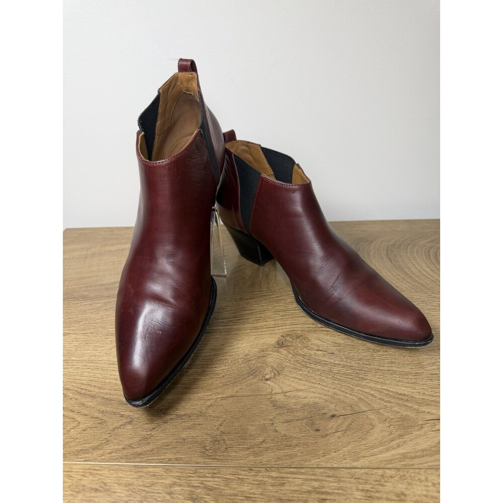 Giorgio Armani Made In Italy Oxblood Leather Chelsea Ankle Boots EU 39.5